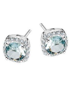 srebrne kolczyki z błękitną cyrkonią