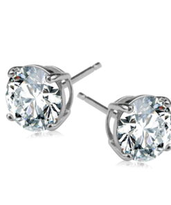 Srebrne kolczyki z okrągłą cyrkonią 8mm