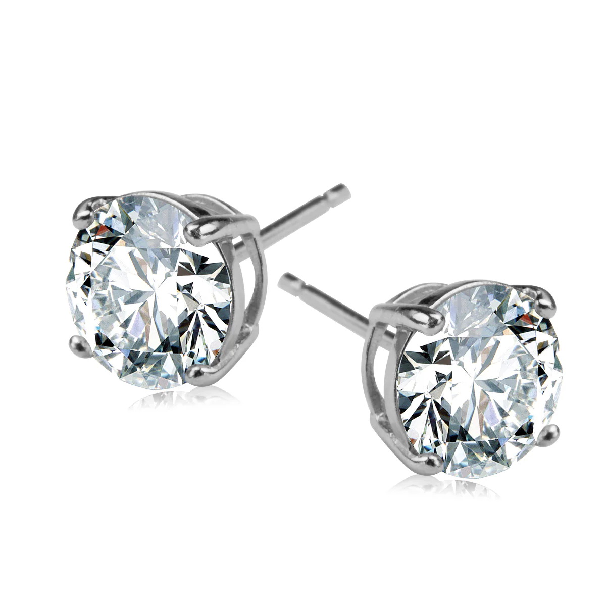 Srebrne kolczyki z okrągłą cyrkonią 8mm