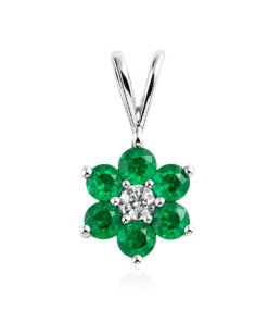 Przepiękny wisiorek z białego złota z diamentem i szmaragdami
