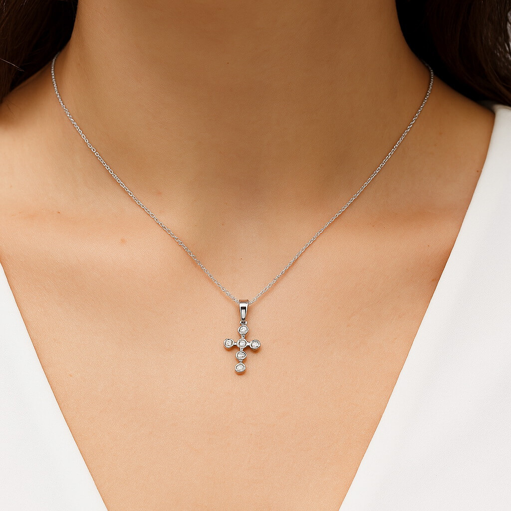 Exclusive | Krzyżyk z brylantami w białym złocie 750 - Obrázek 3