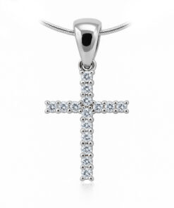 wisiorek krzyżyk z brylantami białe złoto 585