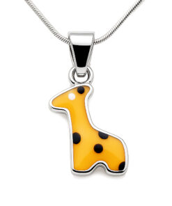 Srebrny wisiorek żyrafka dziecięcy z emalią w próbie srebra 925