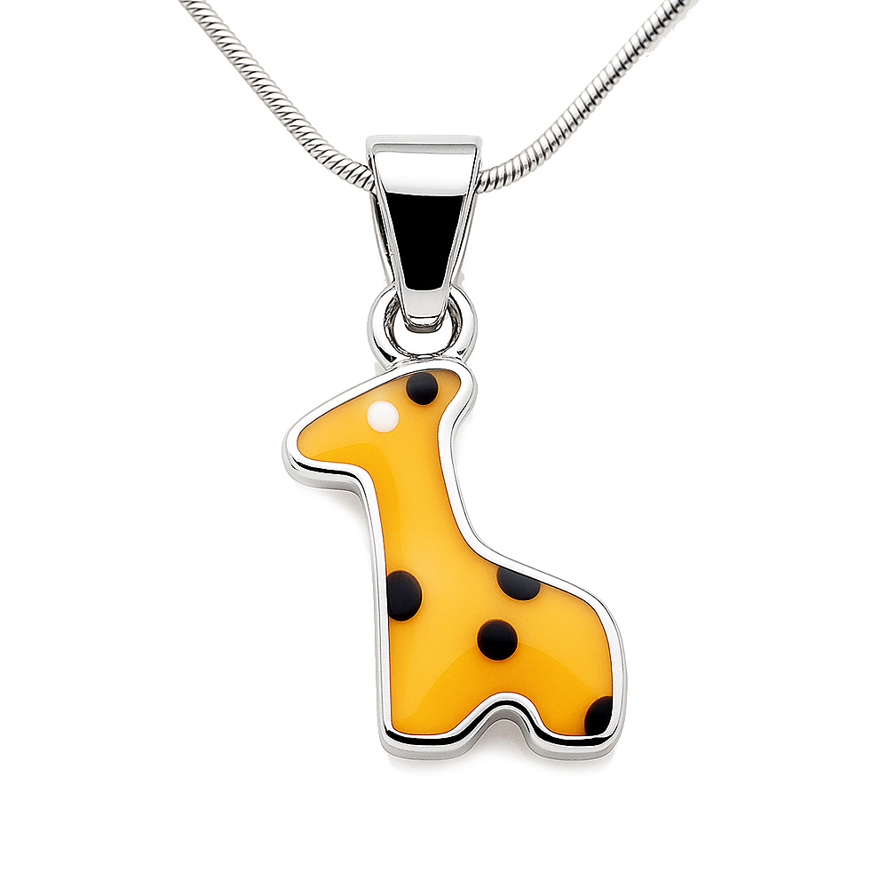 Srebrny wisiorek żyrafka dziecięcy z emalią w próbie srebra 925