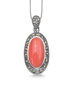 Srebrny wisiorek z koralem i markazytami