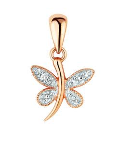 piękny wisiorek motylek w różowym złocie z diamentem