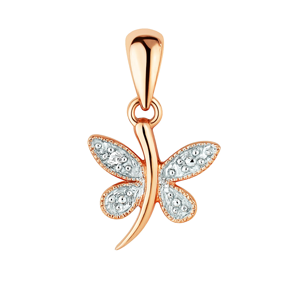 piękny wisiorek motylek w różowym złocie z diamentem