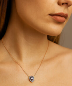 Alternative view of Exclusive | wisiorek z ametystem i brylantami + różowe złoto 750