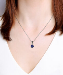 Alternatywny widok Srebrny wisiorek z naturalnym szafirem i markazytami