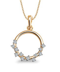 Złoty wisiorek kółko z cyrkoniami