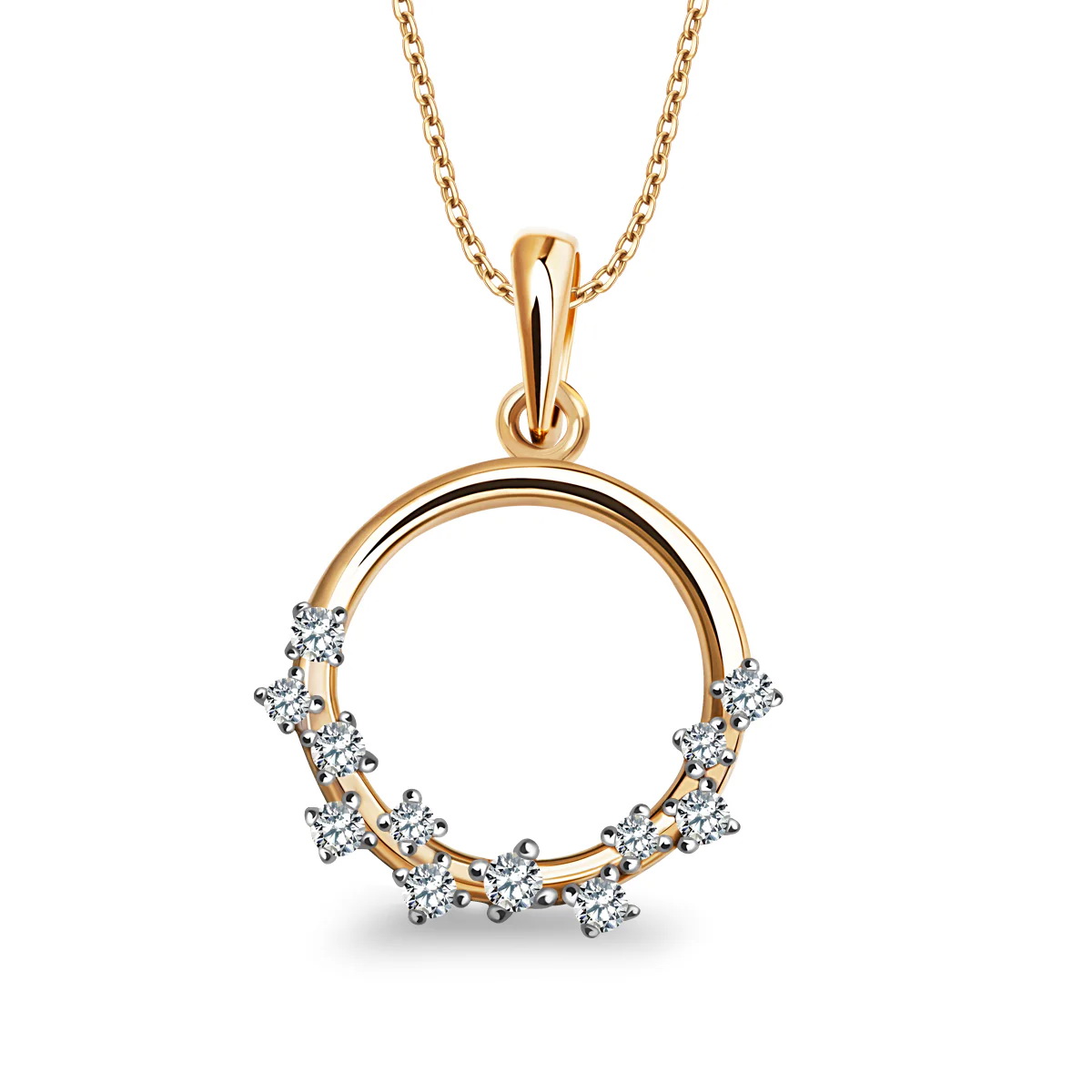 Złoty wisiorek kółko z cyrkoniami