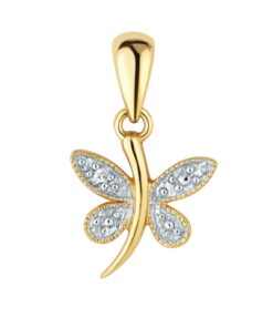 wisiorek motylek z diamentem w żółtym złocie