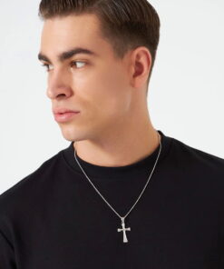 Alternatywny widok srebrny krzyżyk z nacięciami próby 0,925