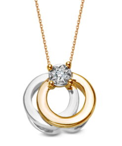 Wisiorek z białego i żółtego złota z brylantem