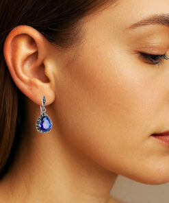 Alternativní pohled na Srebrne kolczyki niebieskie z markazytami - KDK5814