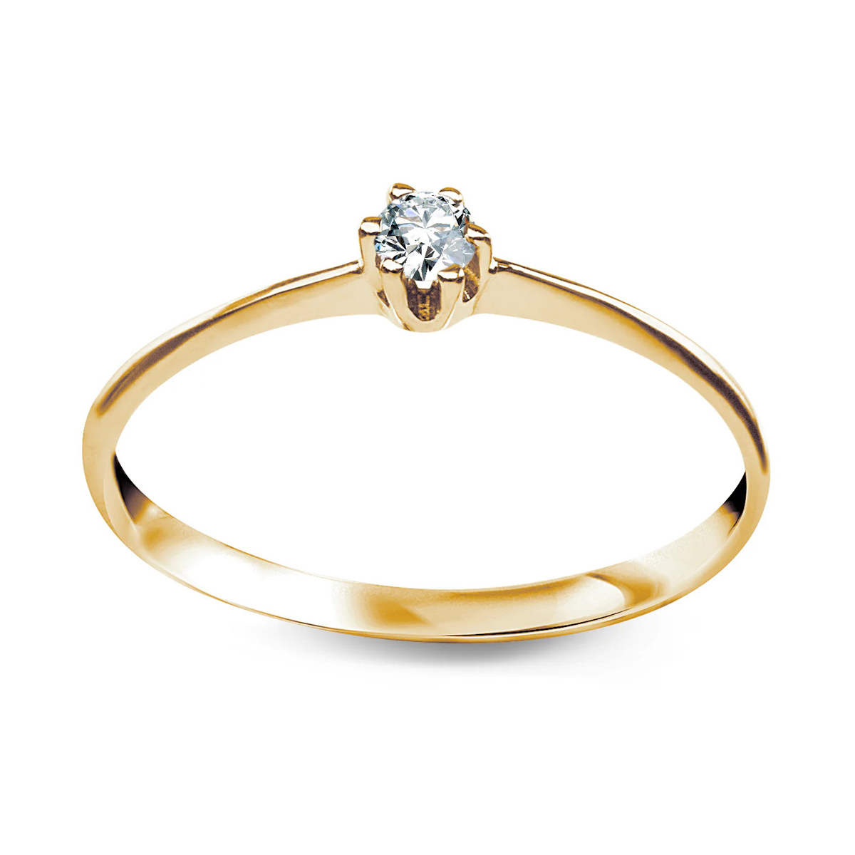 delikatny pierścionek z żółtego złota 333 z cyrkonią