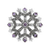 Broszka srebrna płatek śniegu z markazytami i ametystem