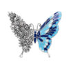 Broszka srebrna motyl z markazytami i kolorową emalią