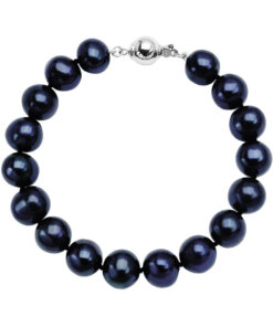 srebrna bransoletka czarne perły