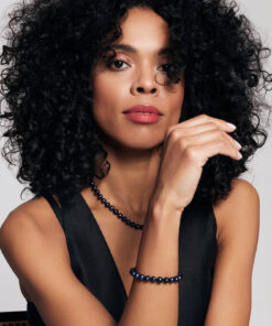 Alternatywny widok Naszyjnik srebrny z czarnymi perłami 7-9mm - NSN6713