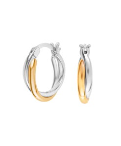 Srebrne kolczyki podwójne koła pozłacane 14mm - KDK6717