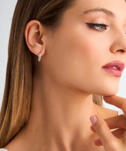 Alternative Ansicht von Srebrne kolczyki podwójne koła pozłacane 14mm - KDK6717