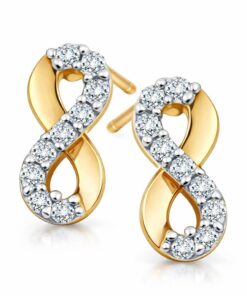 Kolczyki z dwukolorowego złota 333 z cyrkoniami - nieskończoność