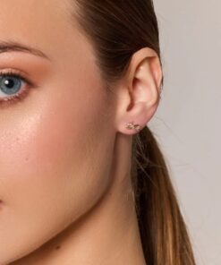 Alternatywny widok Kolczyki z dwukolorowego złota 333 z cyrkoniami - nieskończoność