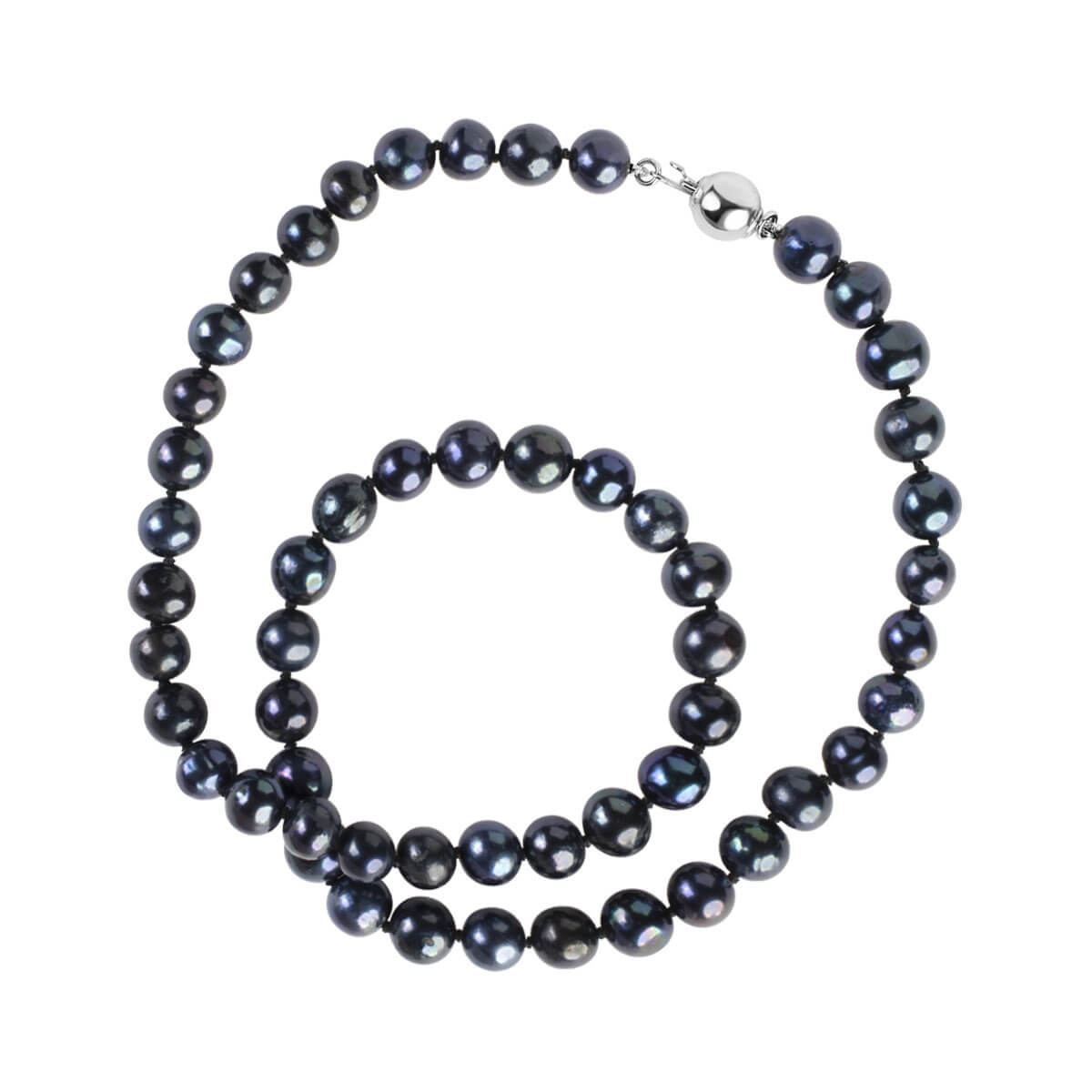 Naszyjnik srebrny z czarnymi perłami 7-9mm - NSN6713 - obrazek 7