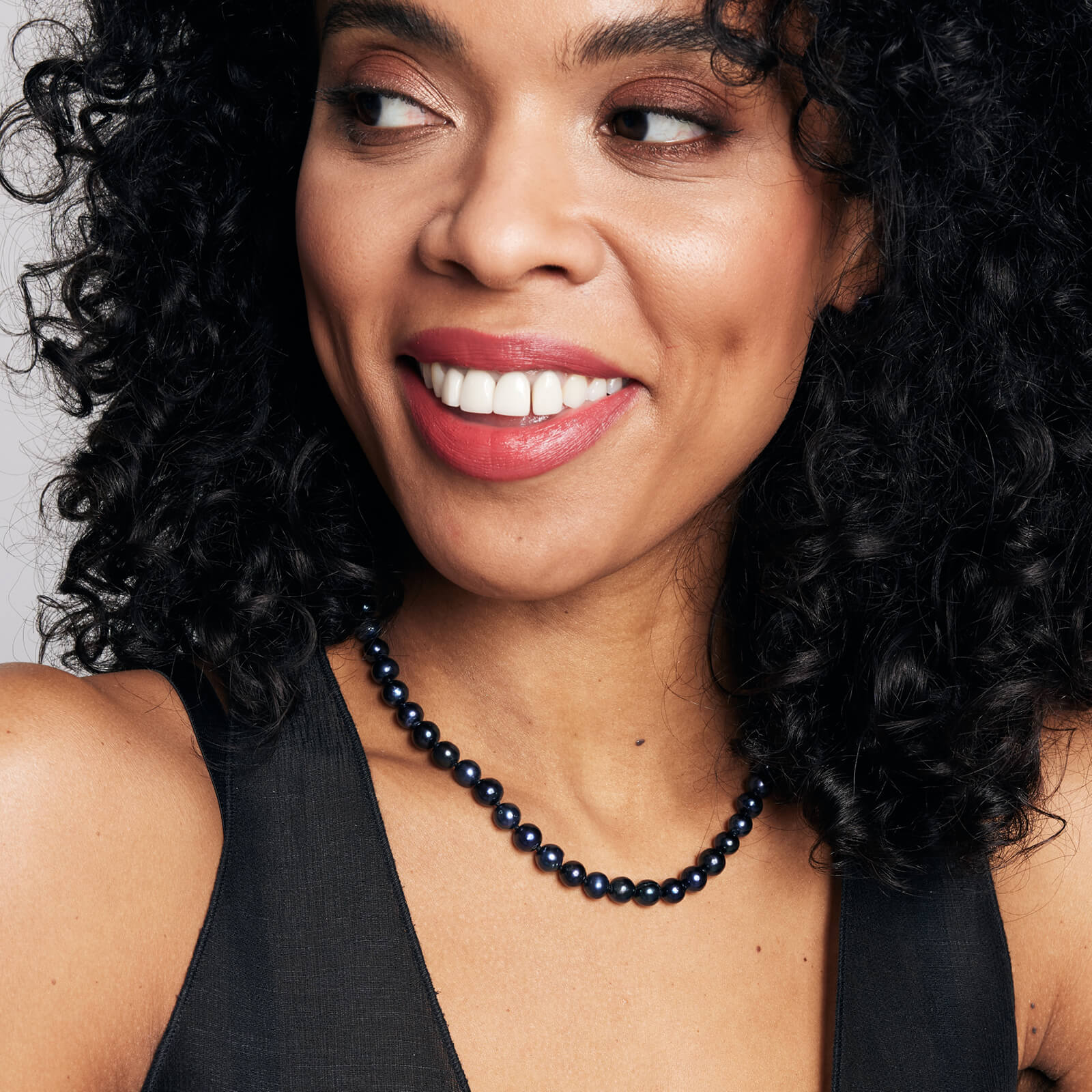 Naszyjnik srebrny z czarnymi perłami 7-9mm - NSN6713 - obrazek 6