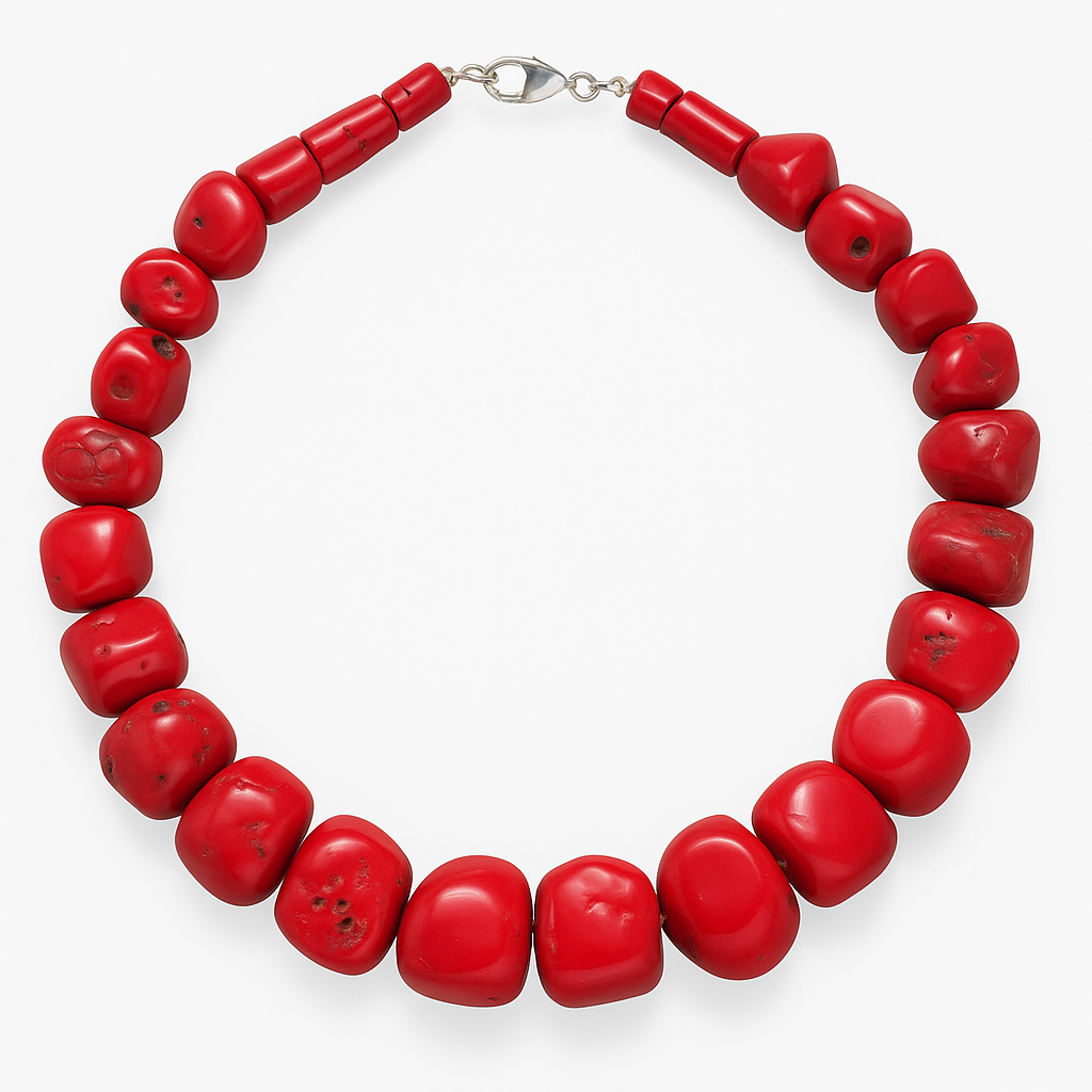 naszyjnik z naturalnych korali ze srebrem 0.925 | 51cm