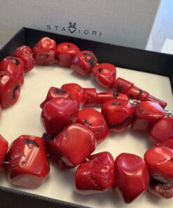 Alternatywny widok naszyjnik z naturalnych korali ze srebrem 0.925 | 51cm