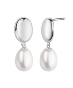 Piękne wiszące srebrne kolczyki z naturalnymi perłami | KDN6720
