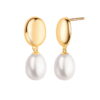 Piękne wiszące pozłacane kolczyki z naturalnymi perłami | KDN6720Y