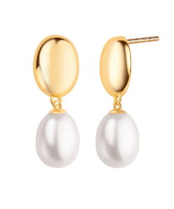 Piękne wiszące pozłacane kolczyki z naturalnymi perłami | KDN6720Y