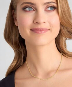 Alternatywny widok Srebrny pozłacany naszyjnik ładny i prosty | NSC6723Y