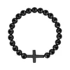 Bransoletka męska z czarnym onyksem | krzyżyk - BSNI56555