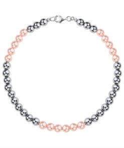 Bransoletka srebrna z hematytem i muszlą - BSN55490