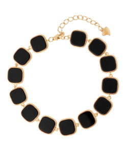 Srebrna pozłacana bransoletka z onyksem - BSC56440Y