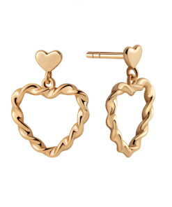 Kolczyki serca skręcane i wiszące | srebro pozłacane 925 - KKS56311Y