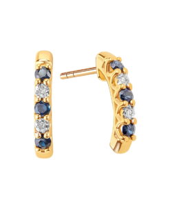 Piękne delikatne kolczyki z diamentami i szafirami w złocie 333 | KX21292S