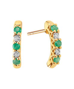 Piękne delikatne kolczyki z diamentami i szmaragdami w złocie 333 | KX21292E