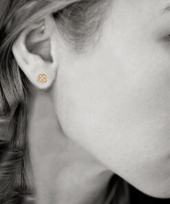 Alternatywny widok Złote kolczyki koniczynki z cyrkoniami - 333 - KXC21320