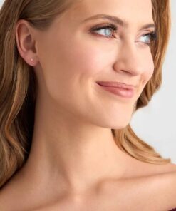 Alternatywny widok Złote kolczyki kwiatuszki z cyrkoniami  585  KZ21190