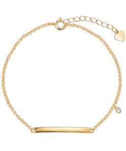 Srebrna pozłacana bransoletka z blaszką i cyrkonią - BSC6467Y