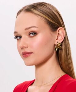 Alternatywny widok Stalowe kolczyki liście duże | PVD - KVD53615